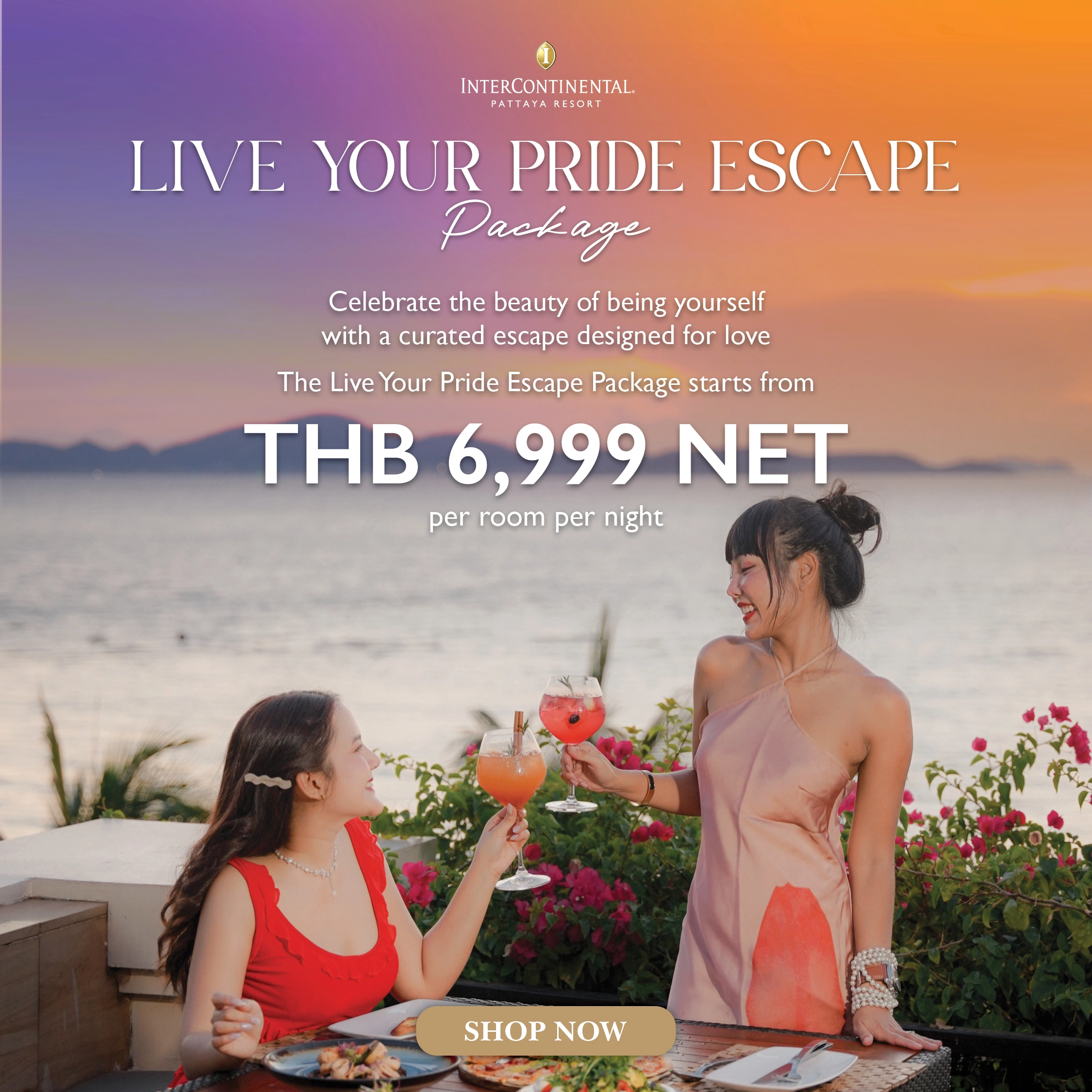 Promotional banner for InterContinental Pattaya Resort Stay 3 Pay 2 offer.